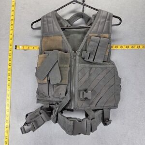 VISM Tactical Vest Mens‎ Gray MOLLE Chest Protector Adjustable Hunting One Size